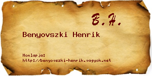 Benyovszki Henrik névjegykártya